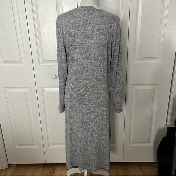 NWT Banana Republic Heather Grey Side Ruched Luxespun Dress Midi Length  Sz L - Picture 3 of 11